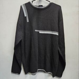 Vintage Old Skool Oldies Retro 00s Y2K Sweater black/grey Mens Unisex Large